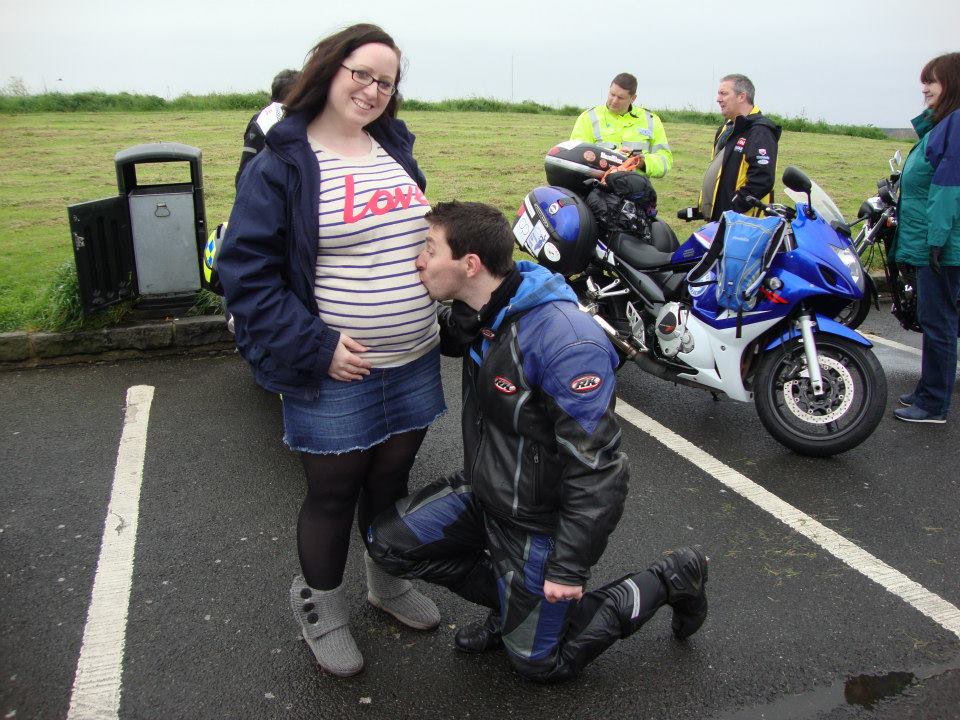 Gordon saying his final goodbye to his wife Kirsty (and the bump) before setting off!