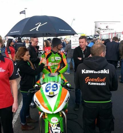 Newcomer Glenn Irwin having a chat with his dad Alan