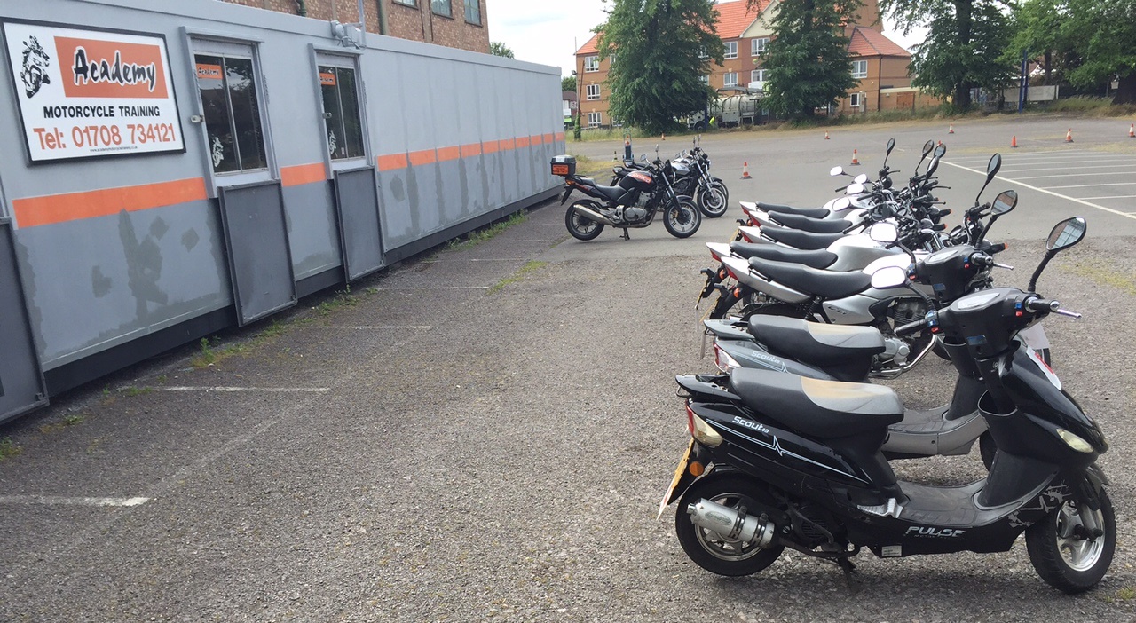 Bikes in a row at Academy Motorcycle Training