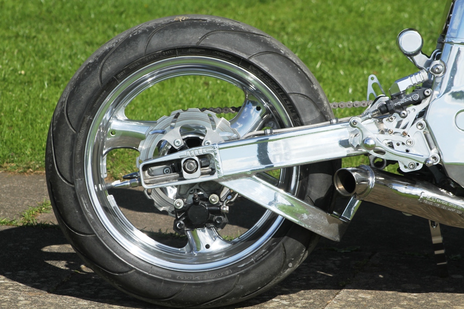 Swing arm for shop motorcycle