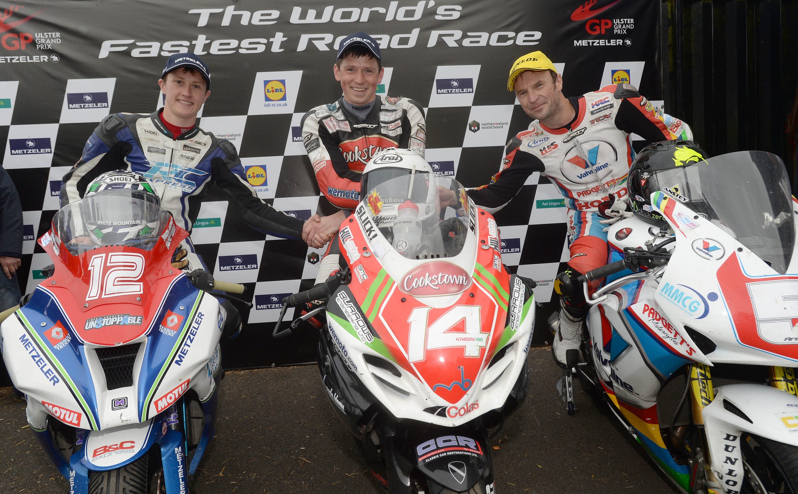 Last year's Superstock podium - Dean Harrison, Dan Kneen and Bruce Anstey - image by Pacemaker Press International