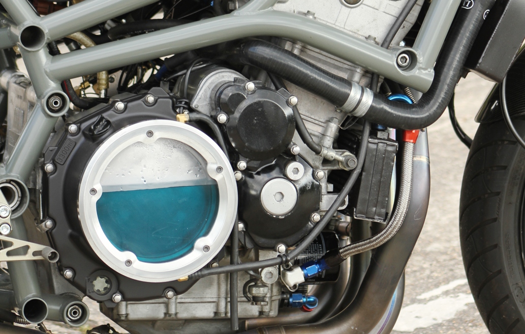 Clutch cover coolant on motorcycle