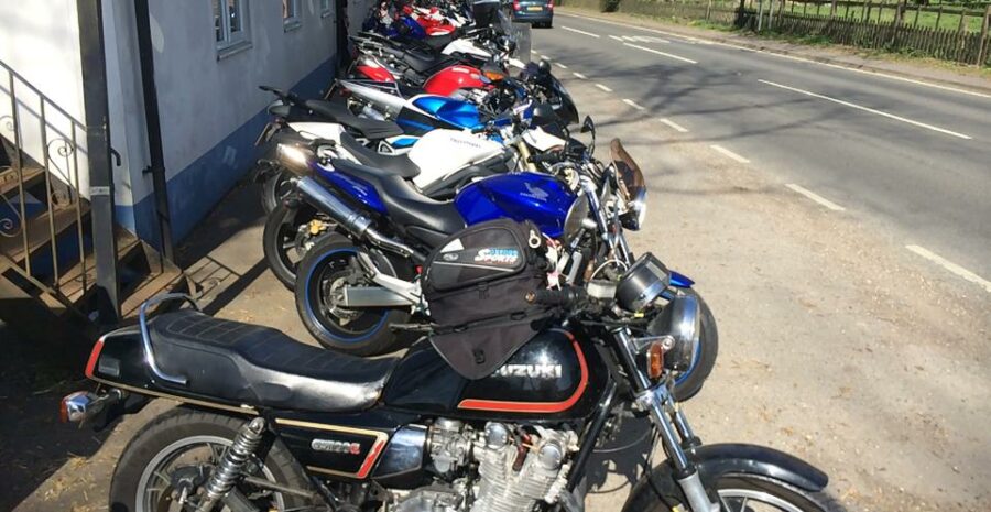 Blue and White Cafe bikes lined up credit fb