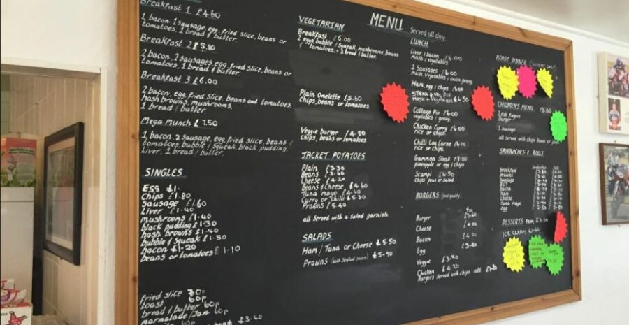 Blue and White Cafe menu credit fb