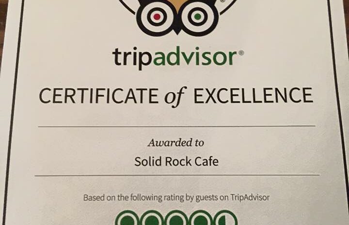Solid Rock Cafe certificate of excellence credif b