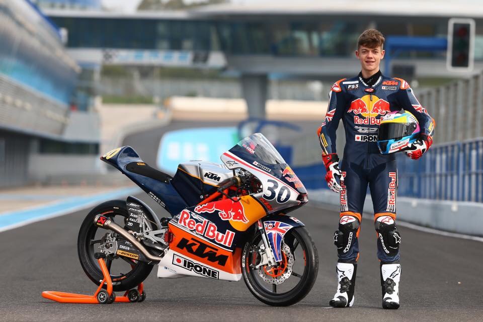 Max Cook with his bike for Red Bull Rookies