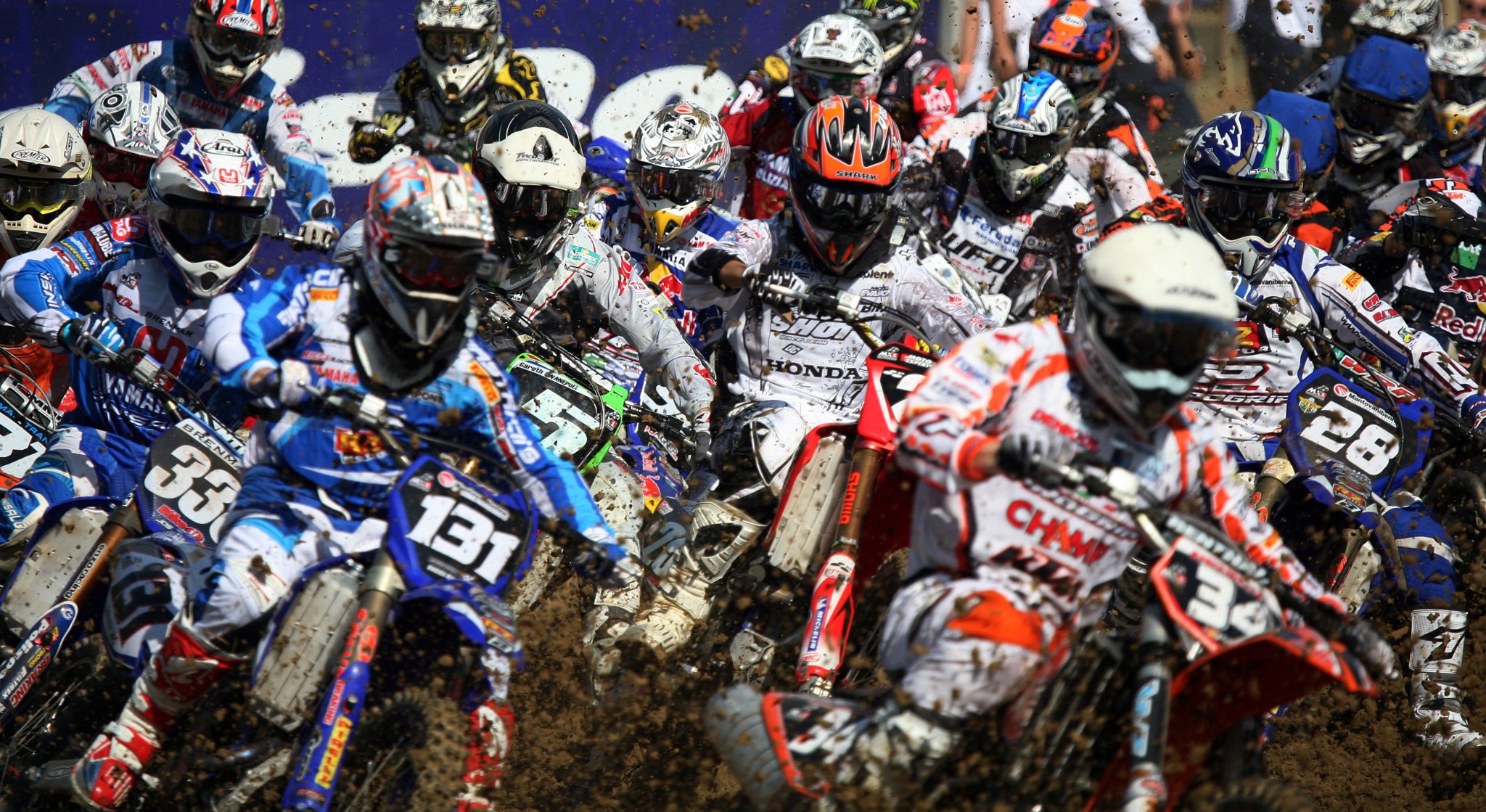 Pack shot of motocross racers