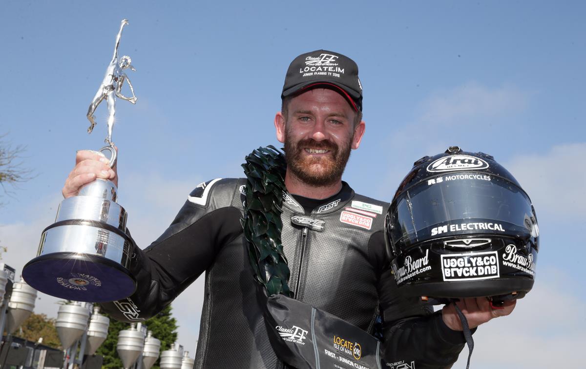 Jamie Coward with trophy at the Classic TT
