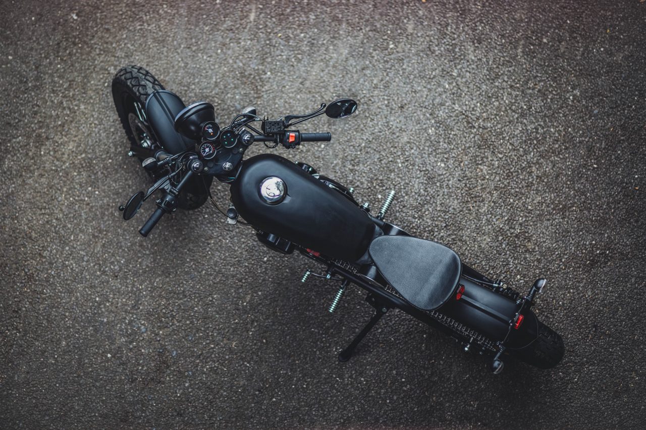 Birdseye view of a motorcycle