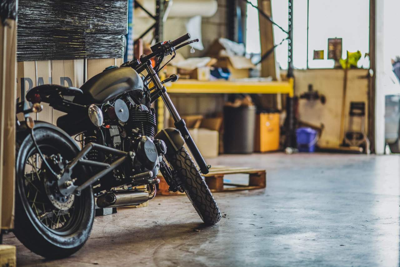 Motorbike in workshop 