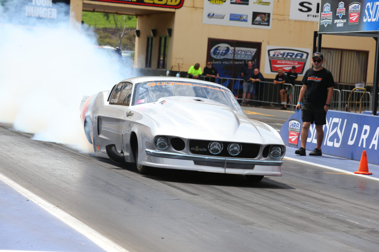 Carl and his Mustang Drag Race machine