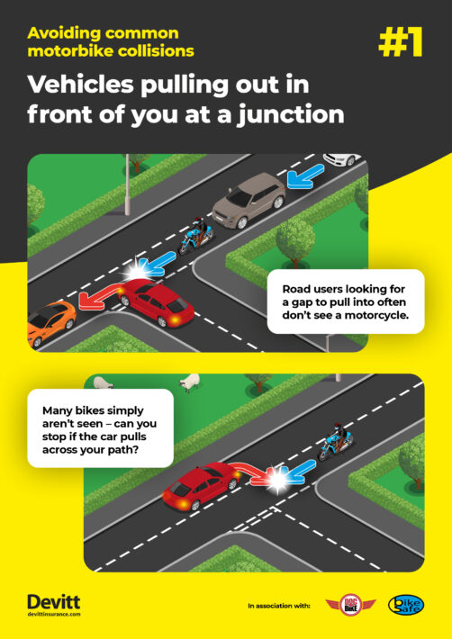 vehicles pulling out in front of a junction 