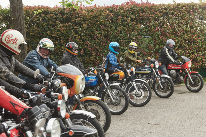 motorcycle club group riding 